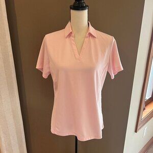 Lady Hagen Short Sleeve Soft Pink Golf Polo Shirt, Size Large